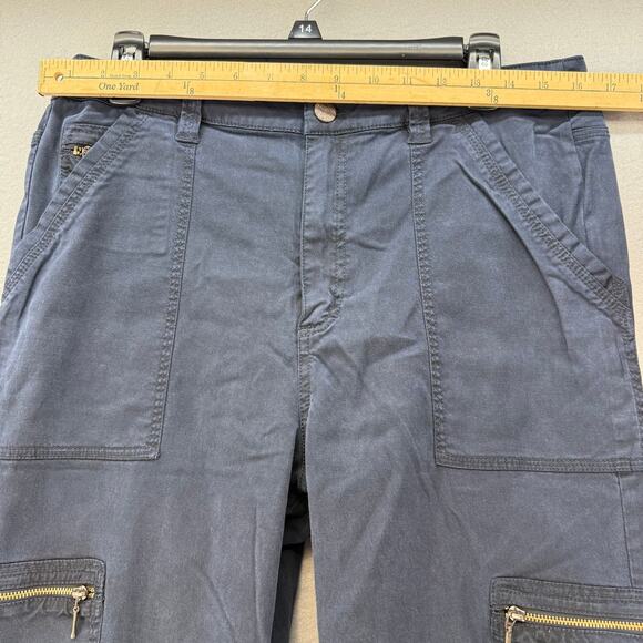 Soft Surroundings Cargo Pants Women's 12 Navy Blue Zipper Pockets Tapered Preppy - Picture 12 of 16
